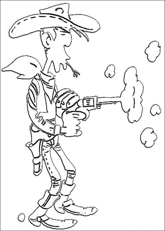 coloriage lucky luke tire tres vite